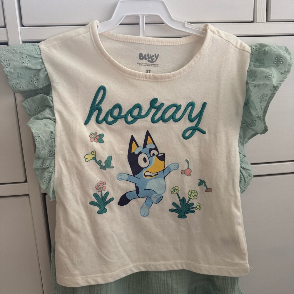 Bluey Kids Tshirt & Skirt Set